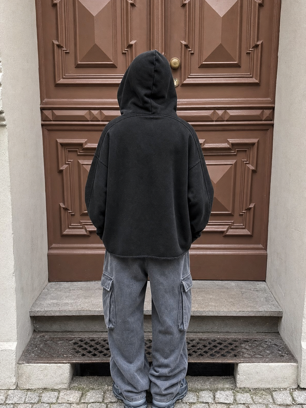 Be Autyst Blank Canvas Black Cropped Hoodie – model back