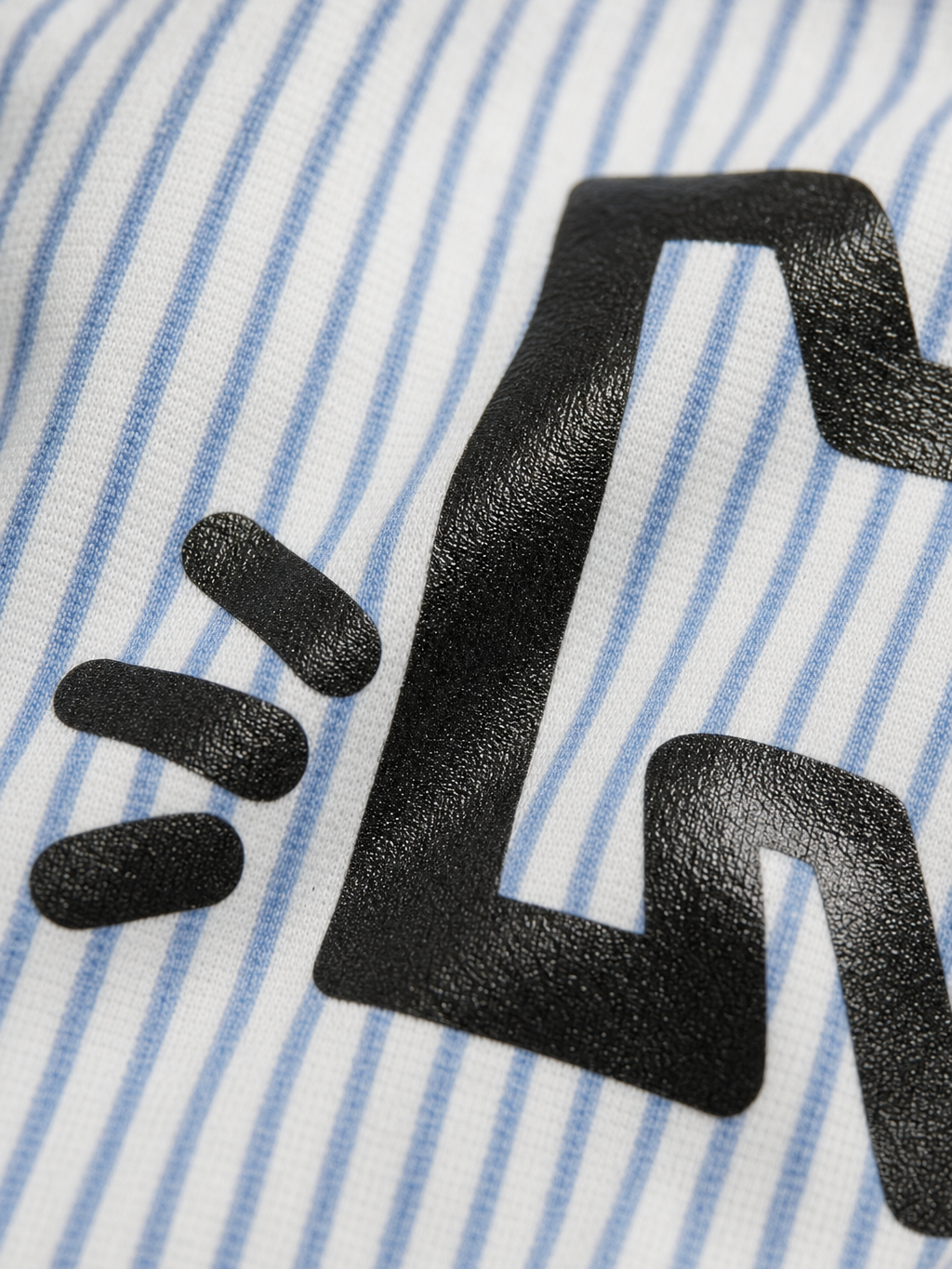 Dogs Out Be Autyst Blue Striped Shirt – close-up detail