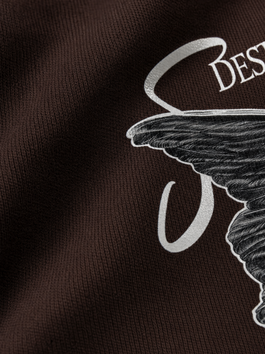 Destiny Be Autyst Quarter Zip Brown T-Shirt – close-up detail