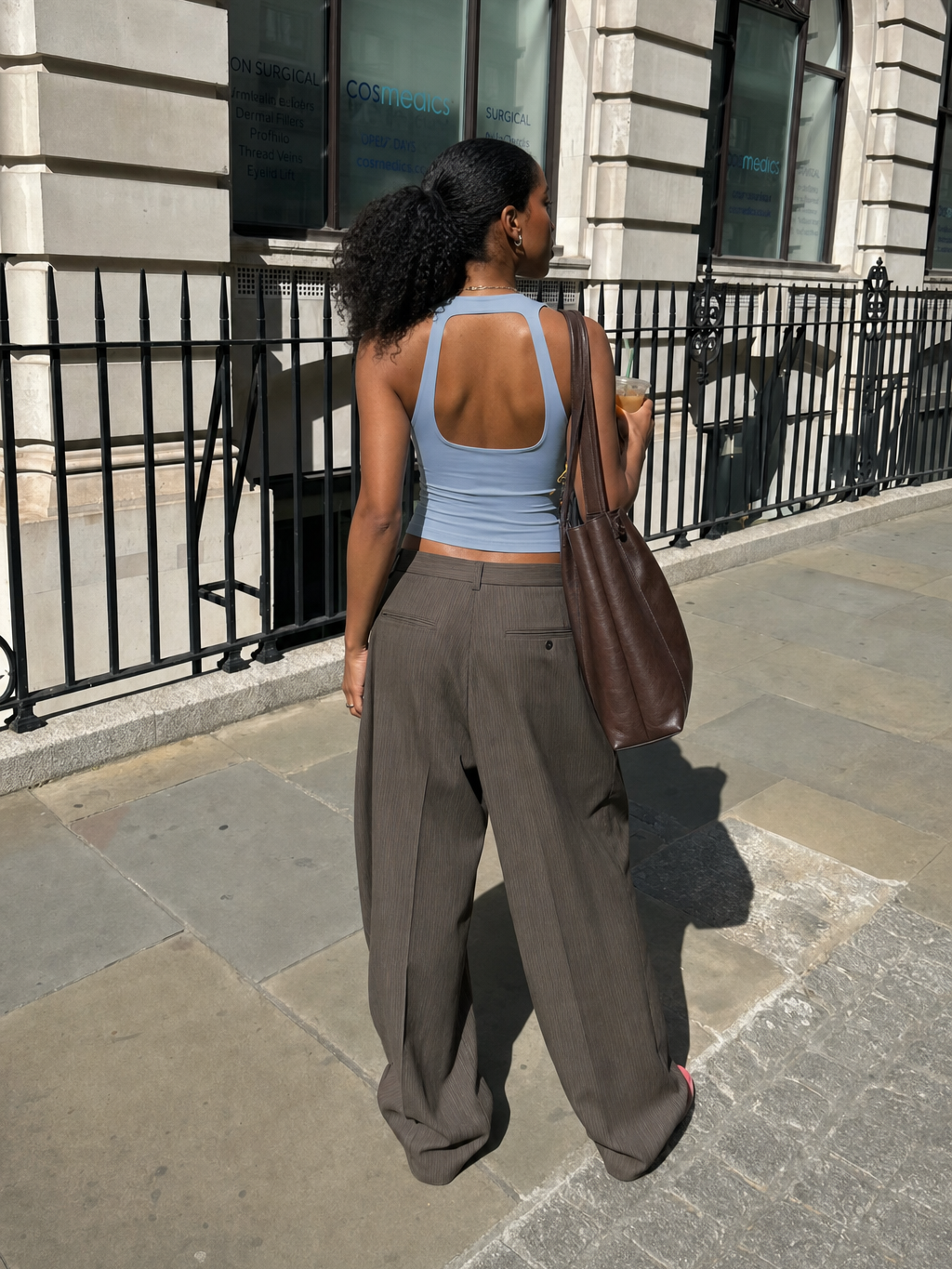 Be Autyst Halter Neck Powder Blue Top – model back