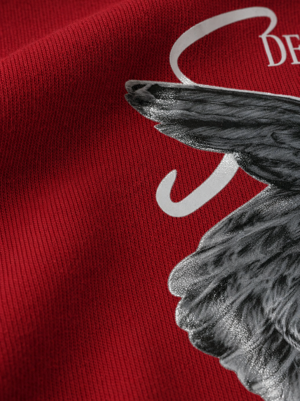 Destiny Be Autyst Quarter Zip Red T-Shirt – close-up detail