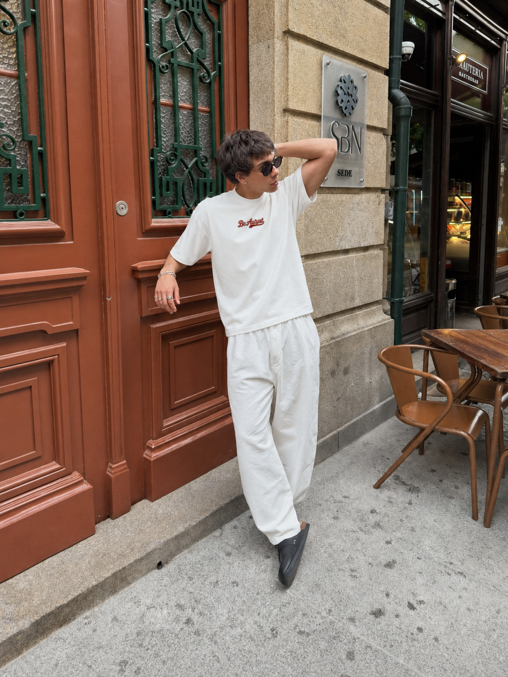 Be Autyst Divine Wings White T-Shirt – model front