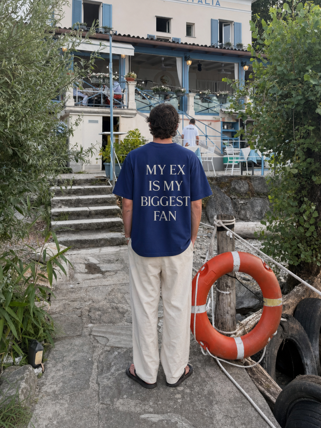 Be Autyst Ex Files Blue T-Shirt – model back
