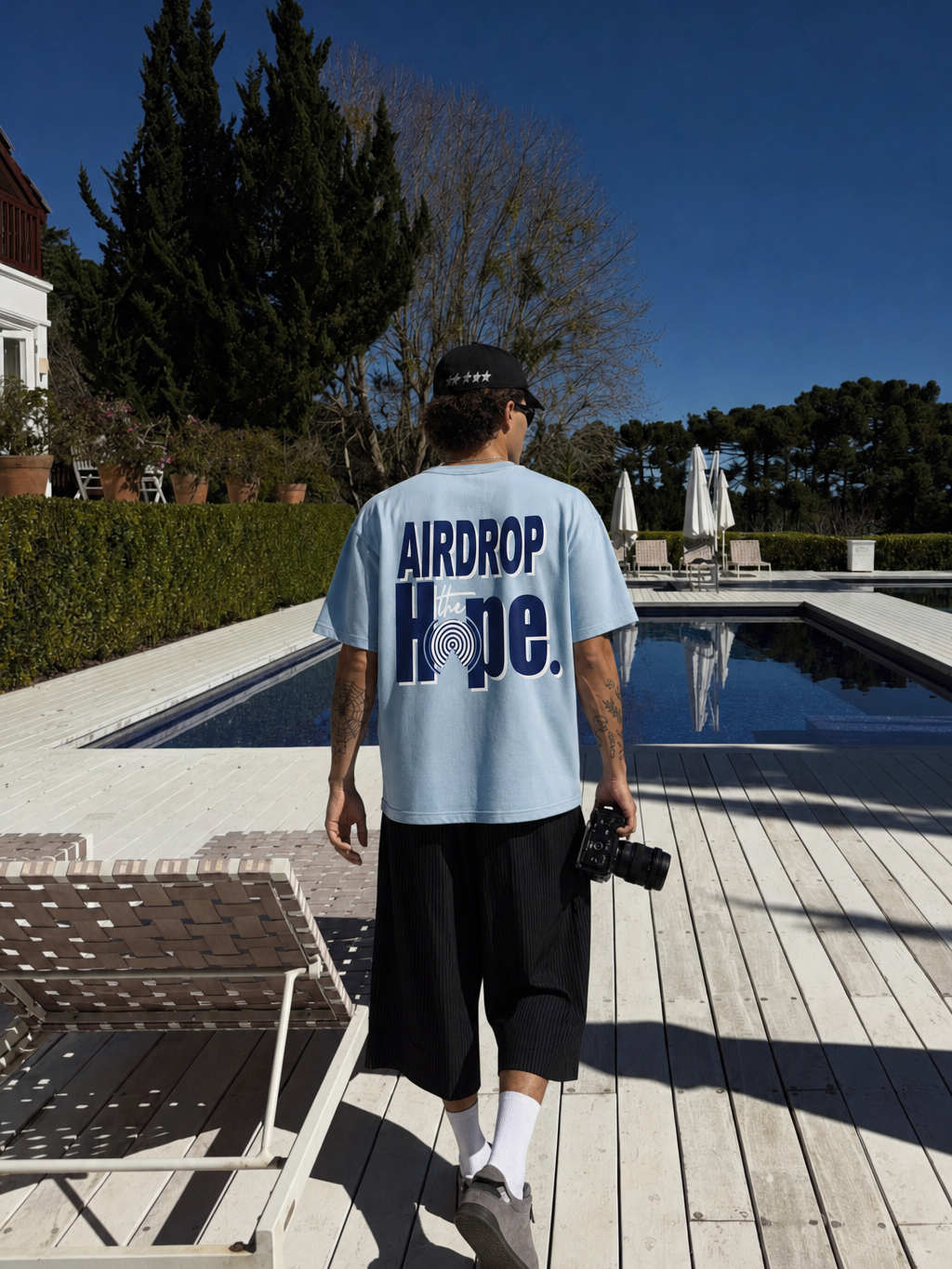 Be Autyst Airdrop Hope Ice Blue T-Shirt – model back