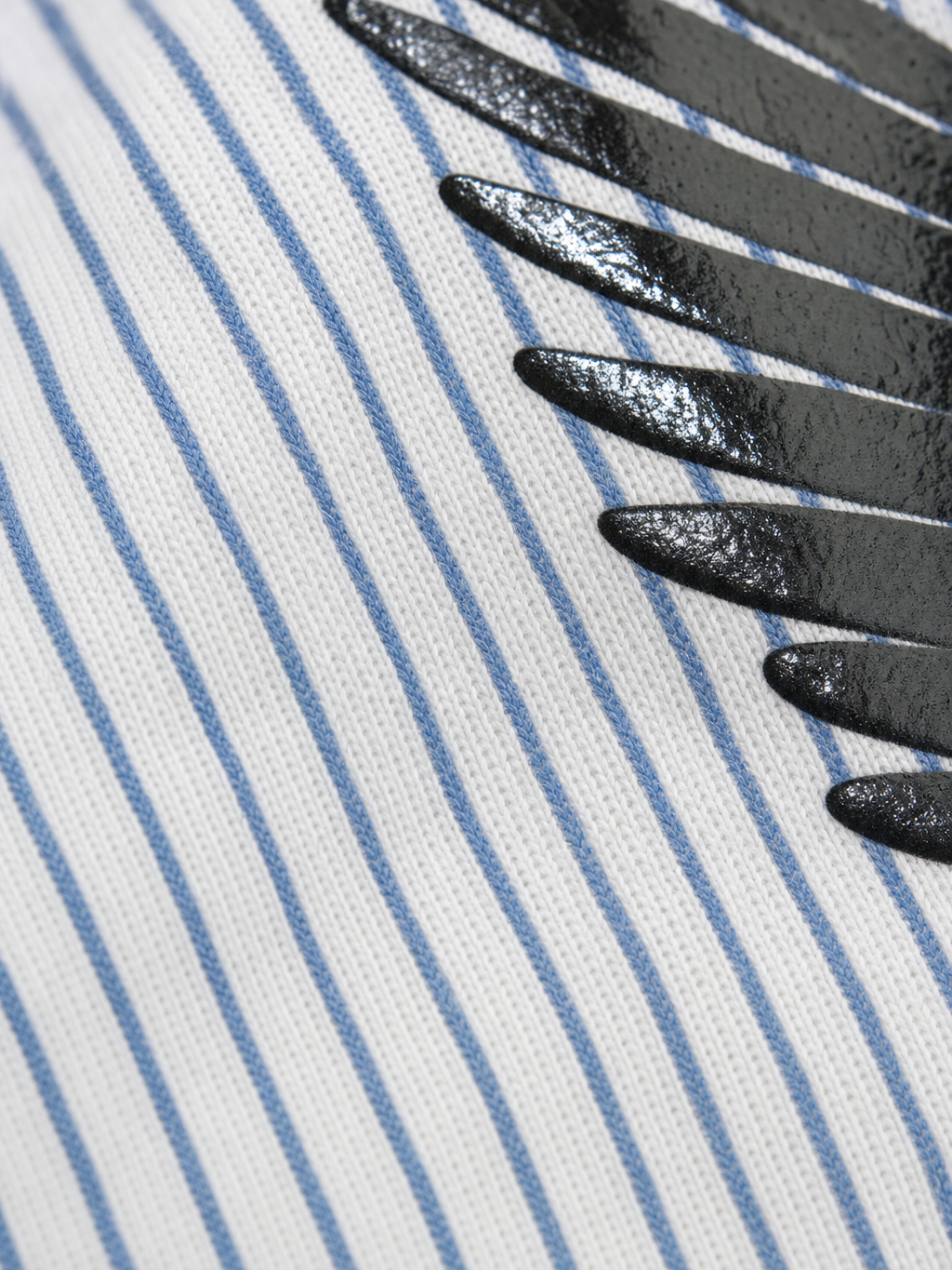 Look Mom I Can Fly Be Autyst Blue Striped Shirt – close-up detail