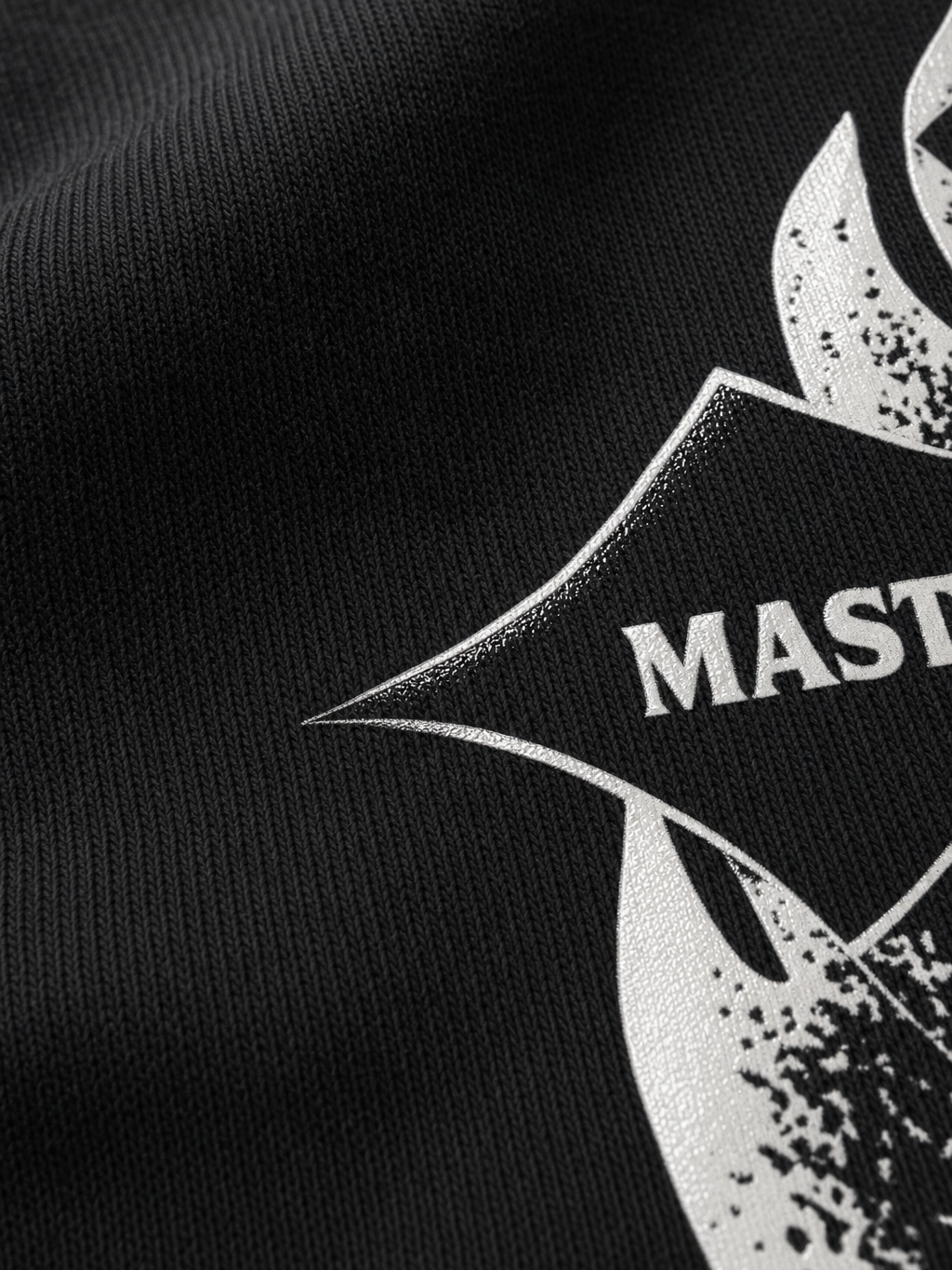 Inferno Cross Black Waffle T-shirt – close-up detail