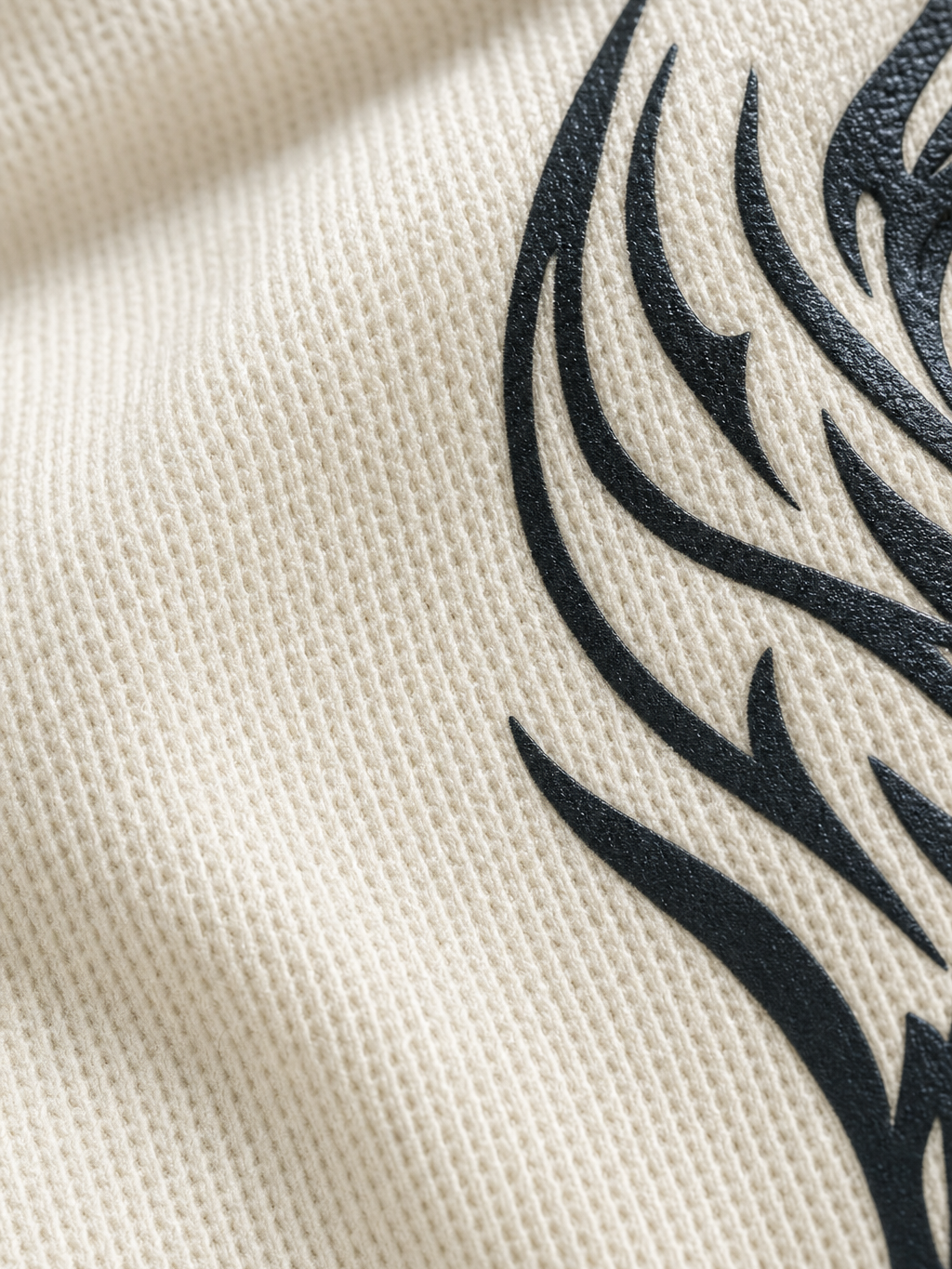 Dragon Mocha White Waffle T-shirt – close-up detail