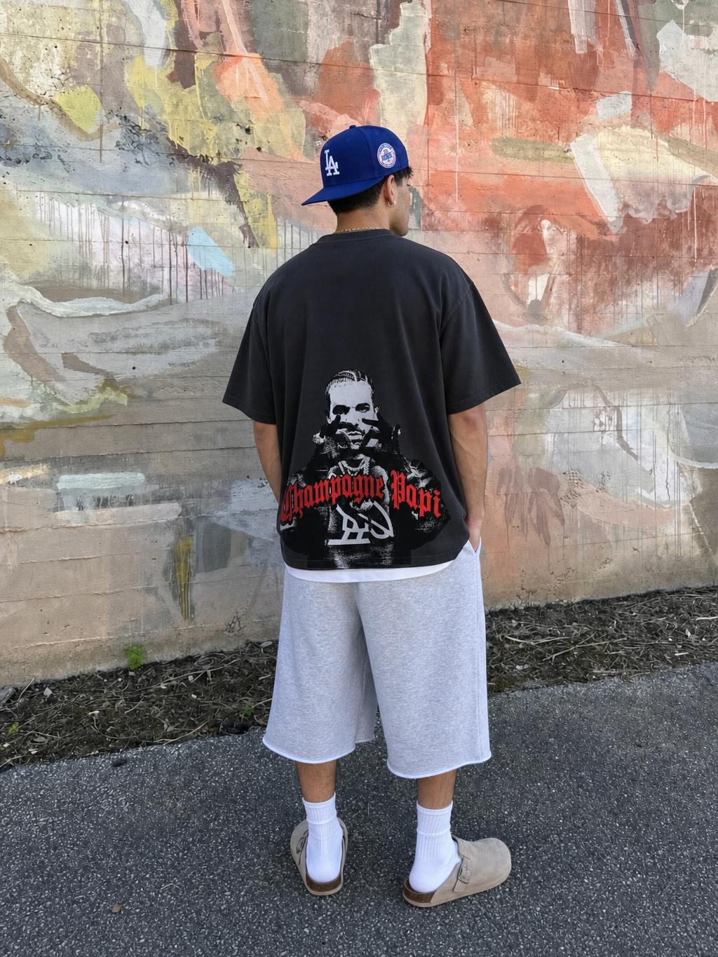 Be Autyst Champagne Papi Black T-Shirt – model back