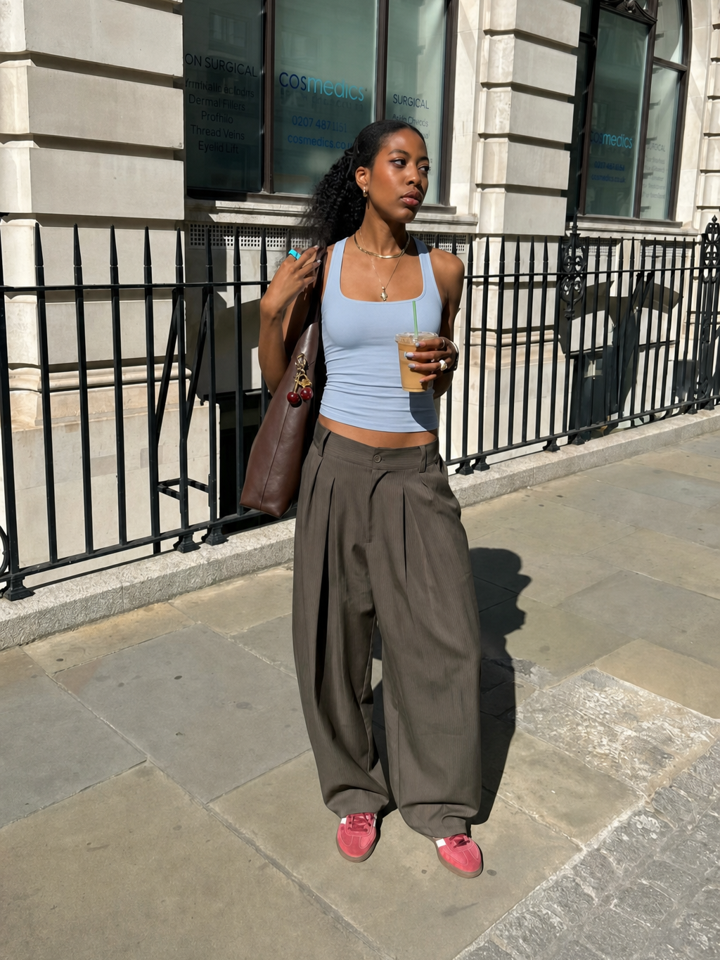 Be Autyst Halter Neck Powder Blue Top – model front