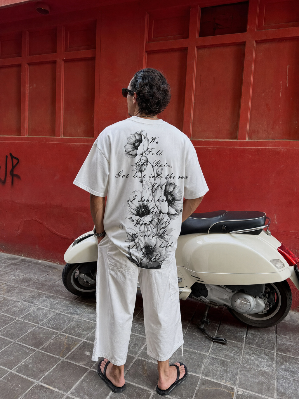 Be Autyst Poetry in Bloom White T-Shirt – model back