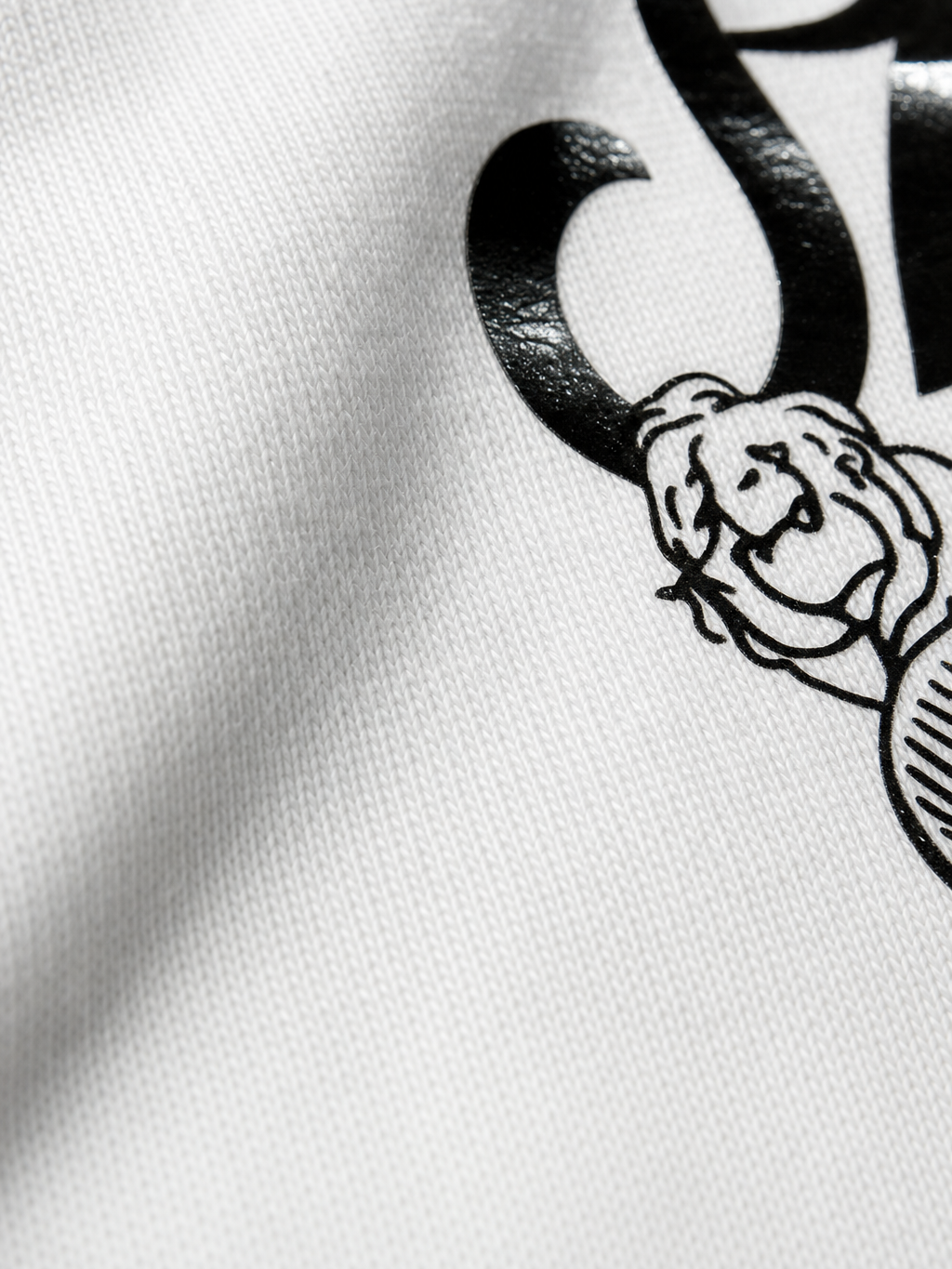 Strange Be Autyst Quarter Zip White T-Shirt – close-up detail