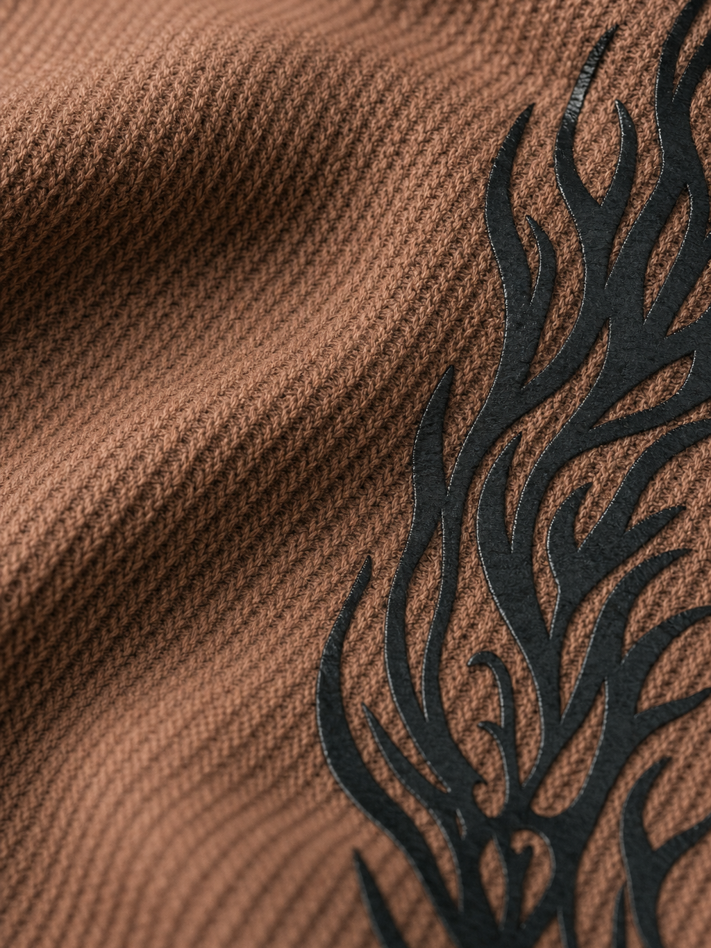 Dragon Mocha Brown Waffle T-shirt – close-up detail