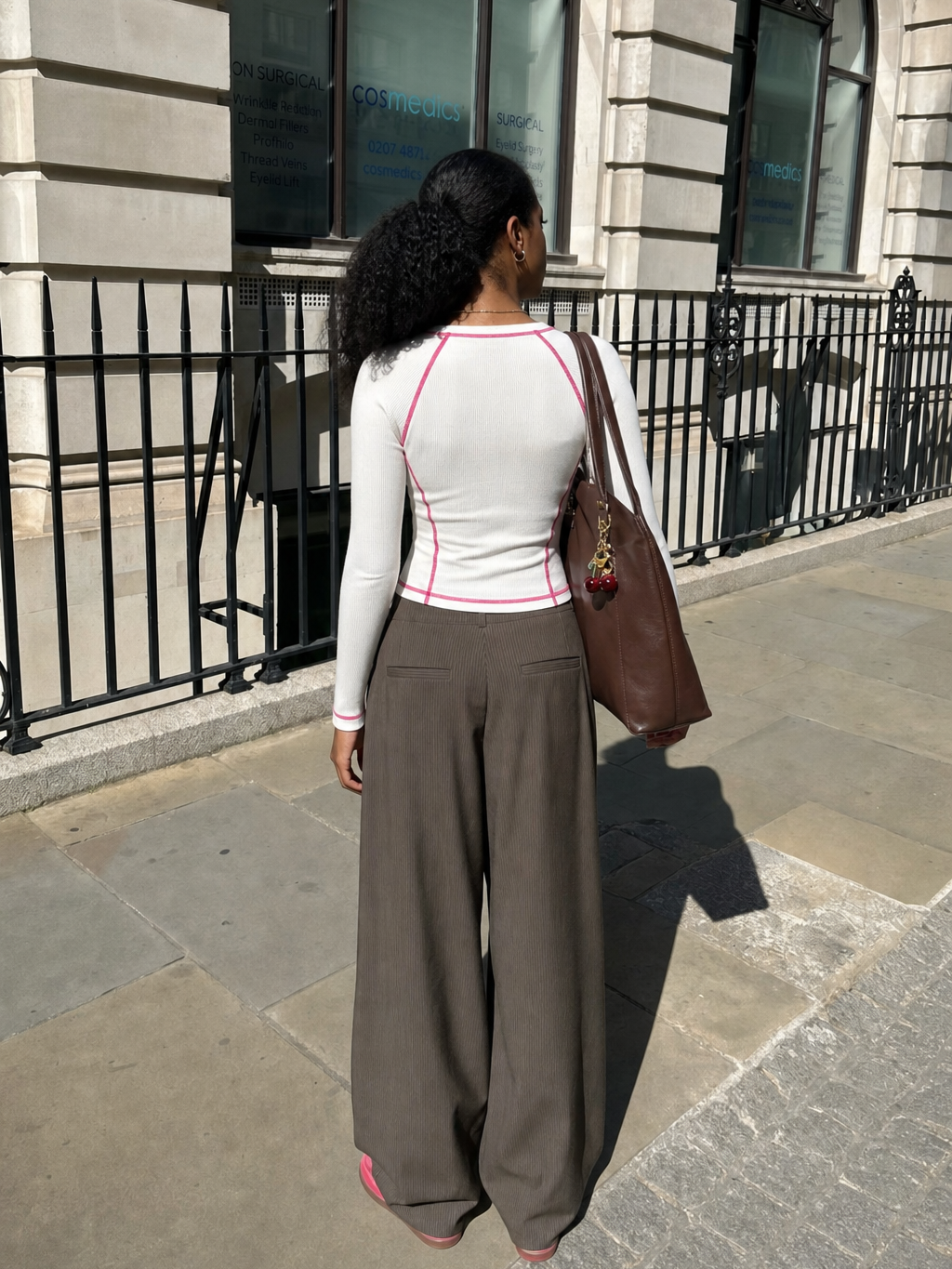 Be Autyst Contrast Thread White Top Long Sleeves – model back