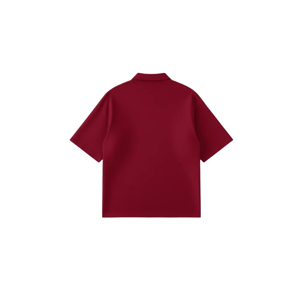 BE AUTYST RAW OVERZIED MEN CRIMSION RED POLO QUATER ZIP T-SHIRT