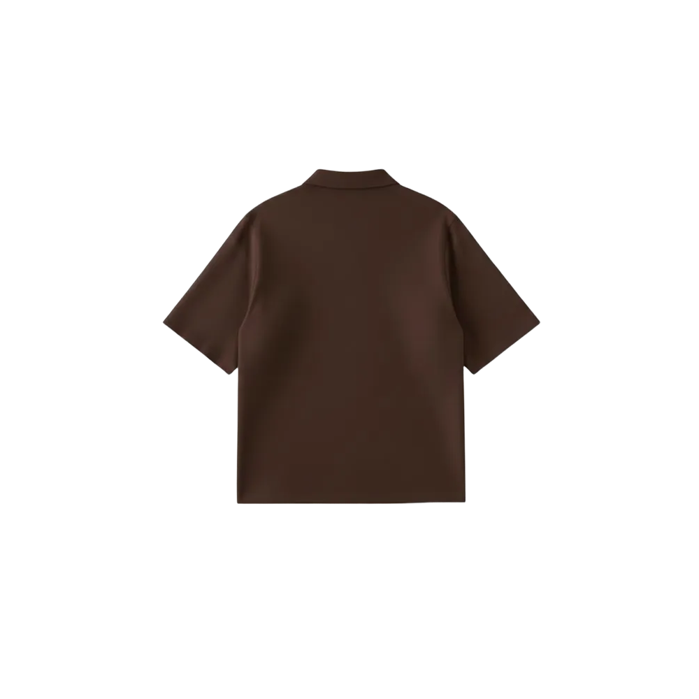 BE AUTYST RAW OVERZIED MEN DARK BROWN  POLO QUATER ZIP T-SHIRT