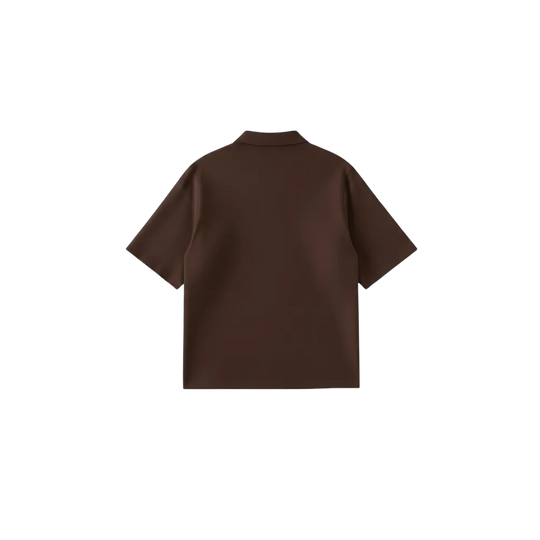 Be Autyst Raw Oversized Men Dark Brown Polo Quarter Zip T-Shirt