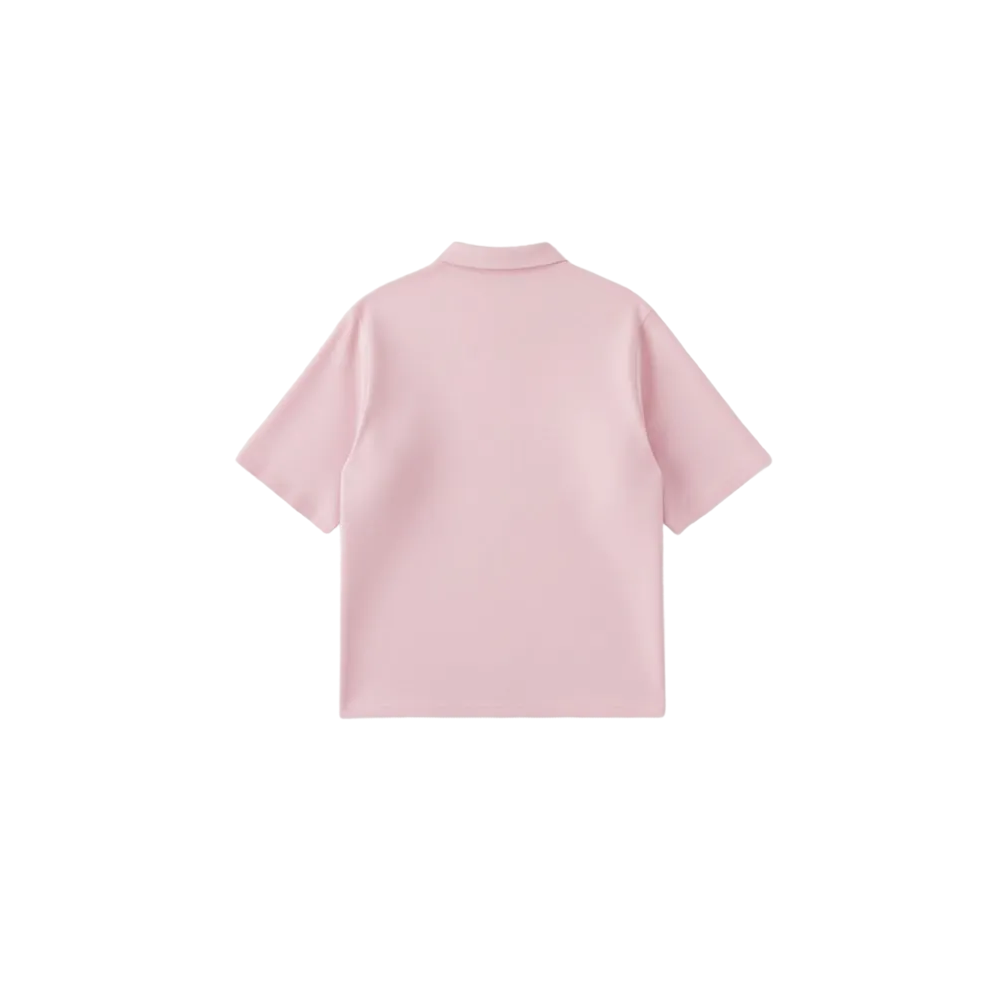 BE AUTYST RAW OVERZIED MEN POWDER PINK POLO QUATER ZIP T-SHIRT BACK