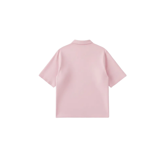 Be Autyst Raw Oversized Men Powder Pink Polo Quarter Zip T-Shirt Back