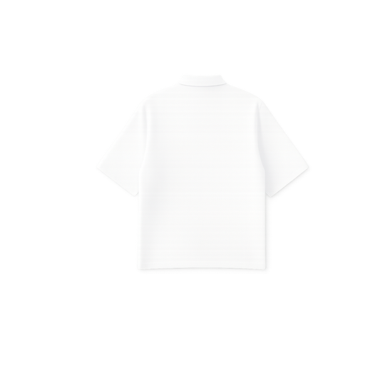 BE AUTYST RAW OVERSIZED MEN POWDER White POLO QUARTER ZIP T-SHIRT