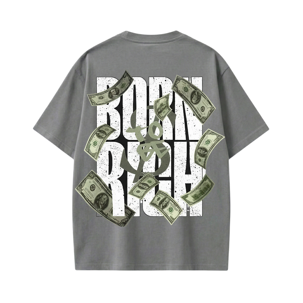 BORN TO BE RICH BE AUTYST GRAY T-SHIRT