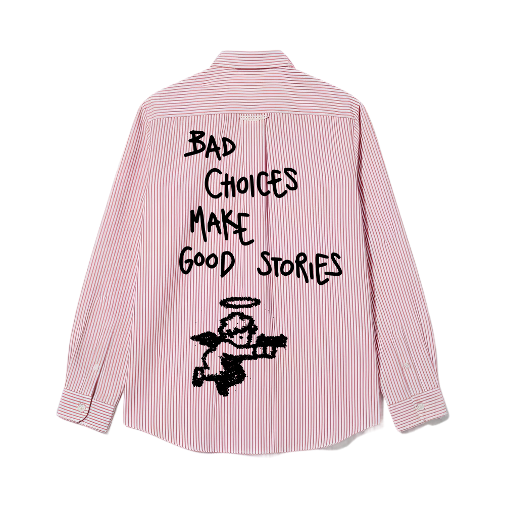 Bad Choices Be Autyst Pink Striped Shirt