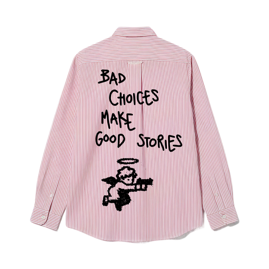 Bad Choices Be Autyst Pink Striped Shirt