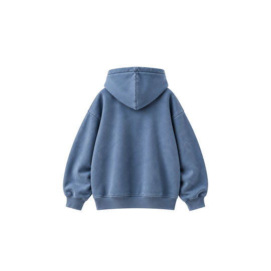Be Autyst Anti Social Blue Acid Wash Fleece Hoodie