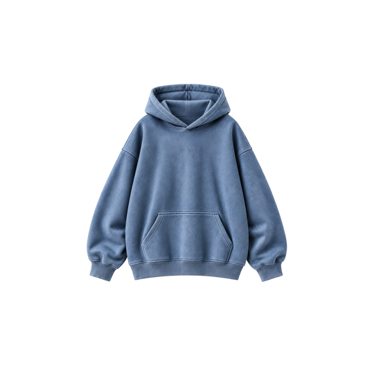 Be Autyst Anti Social Blue Acid Wash Fleece Hoodie