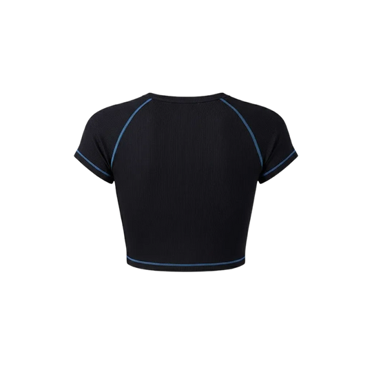 Be Autyst Contrast Thread Black Top