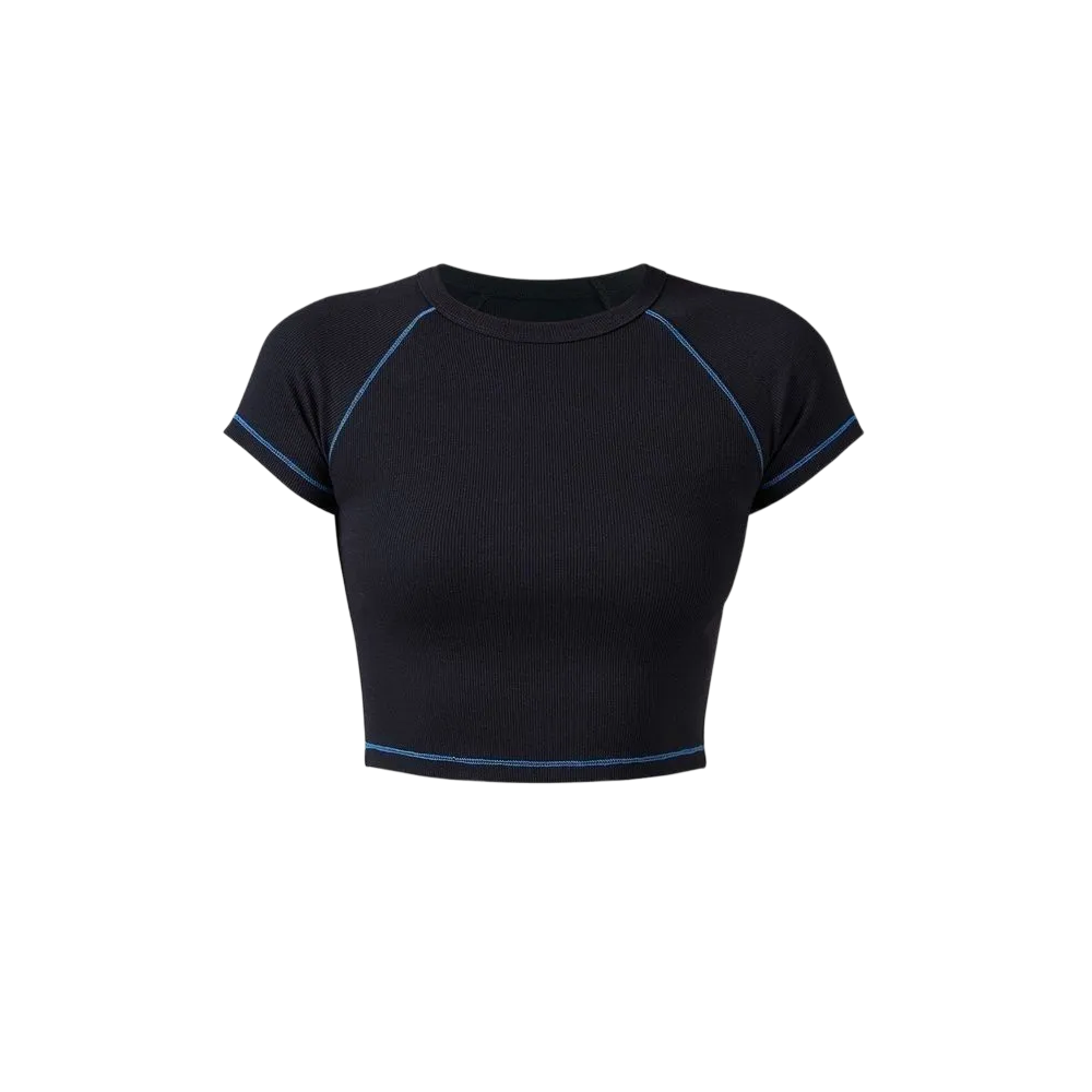 Be Autyst Contrast Thread Black Top