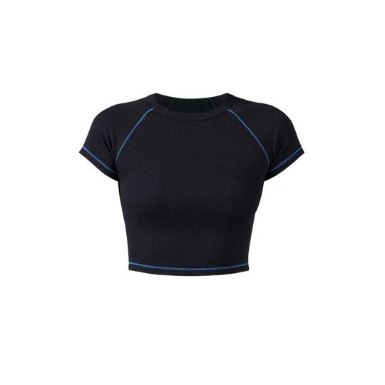 Be Autyst Contrast Thread Black Top