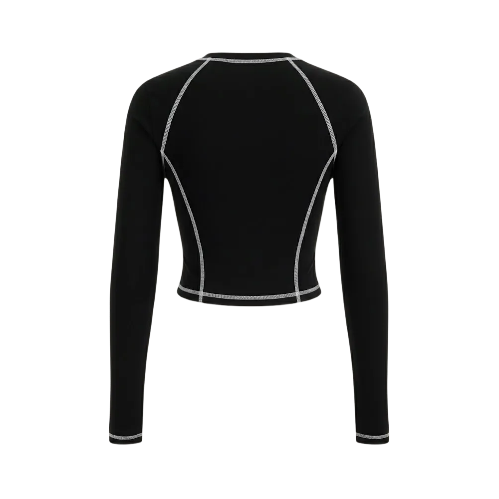 Be Autyst Contrast Thread Black Top Long Sleeves