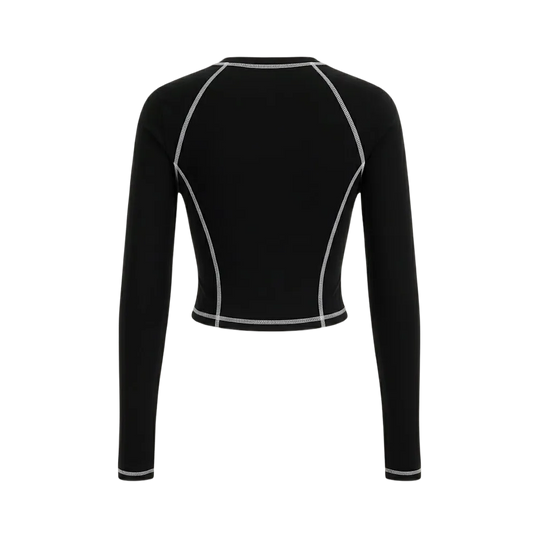 Be Autyst Contrast Thread Black Top Long Sleeves