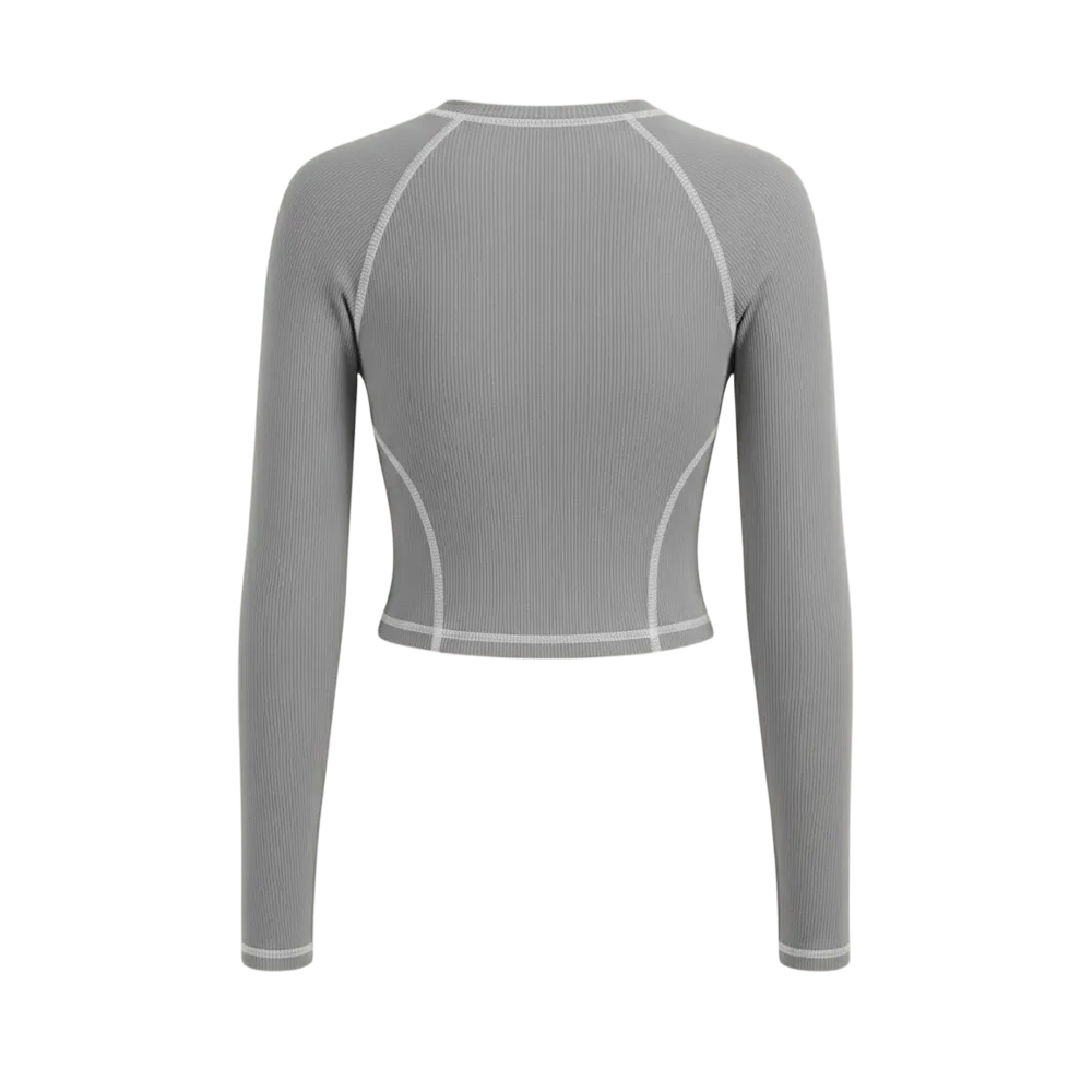 Be Autyst Contrast Thread Gray Top Long Sleeves