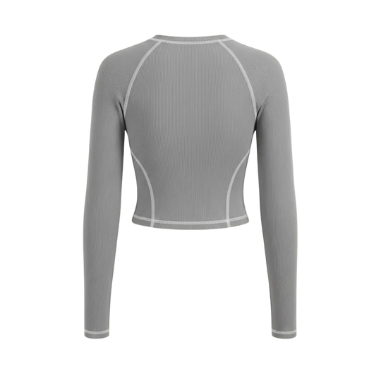 Be Autyst Contrast Thread Gray Top Long Sleeves