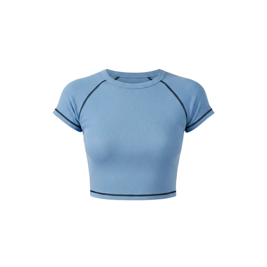 Be Autyst Contrast Thread Ice Blue Top