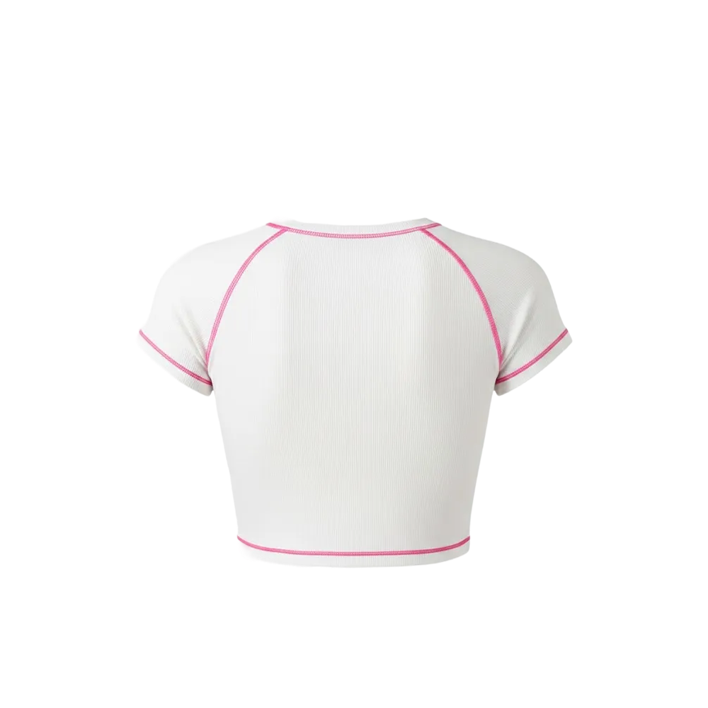 Be Autyst Contrast Thread White Top