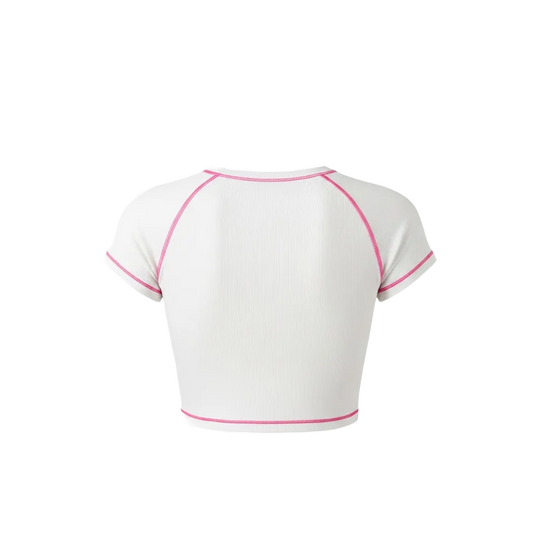 Be Autyst Contrast Thread White Top
