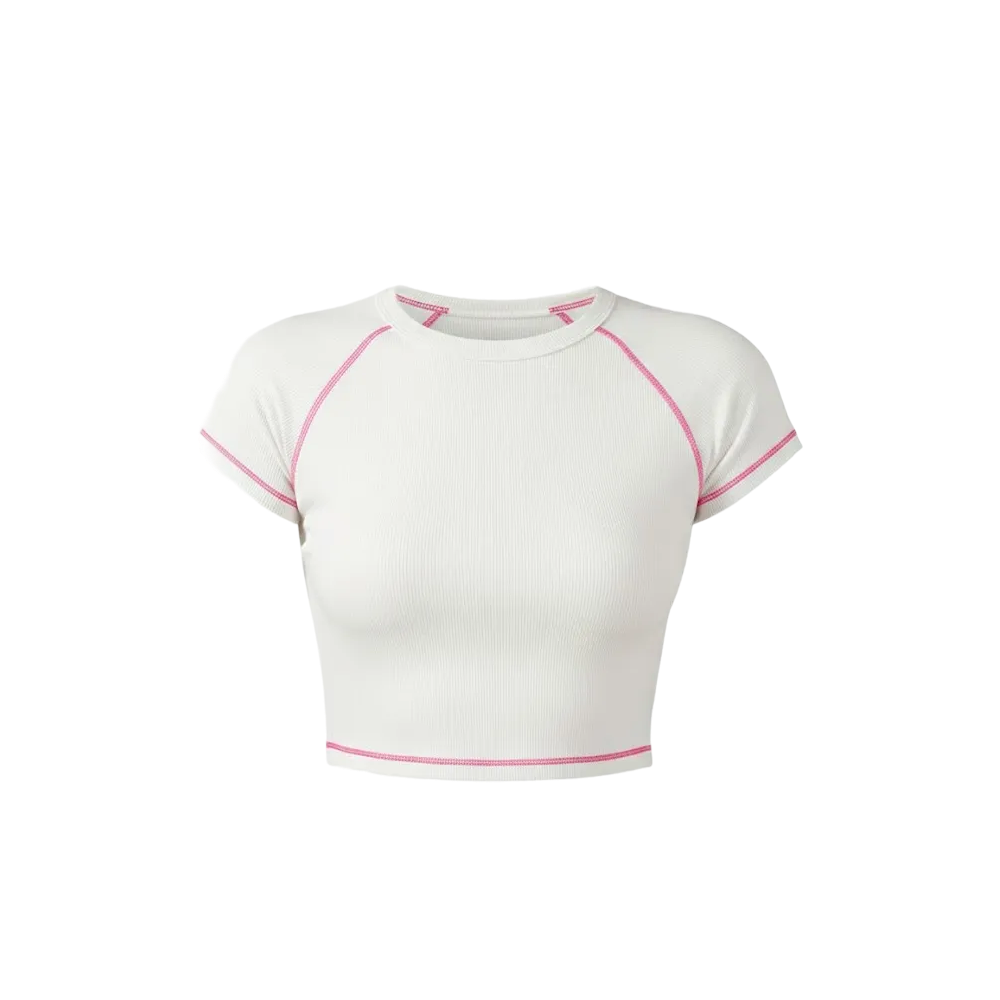 Be Autyst Contrast Thread White Top