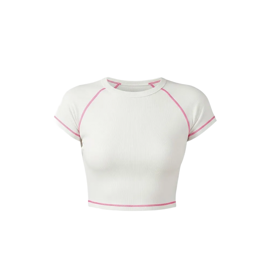 Be Autyst Contrast Thread White Top
