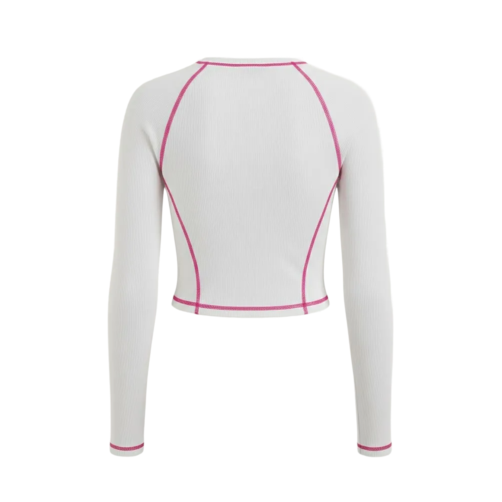 Be Autyst Contrast Thread White Top Long Sleeves