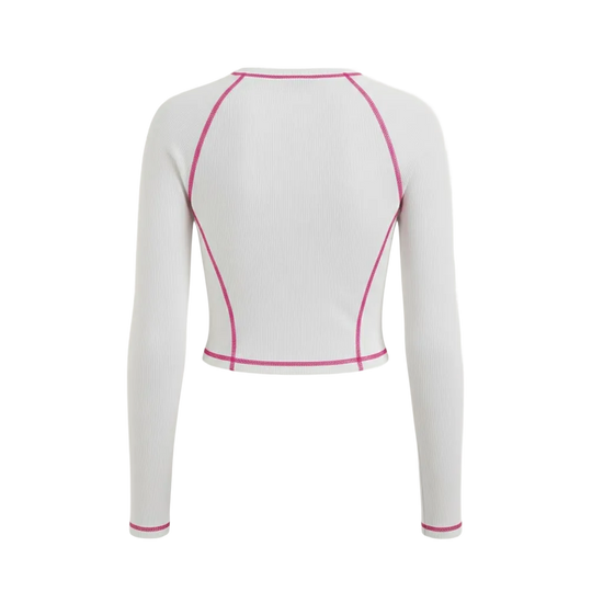 Be Autyst Contrast Thread White Top Long Sleeves