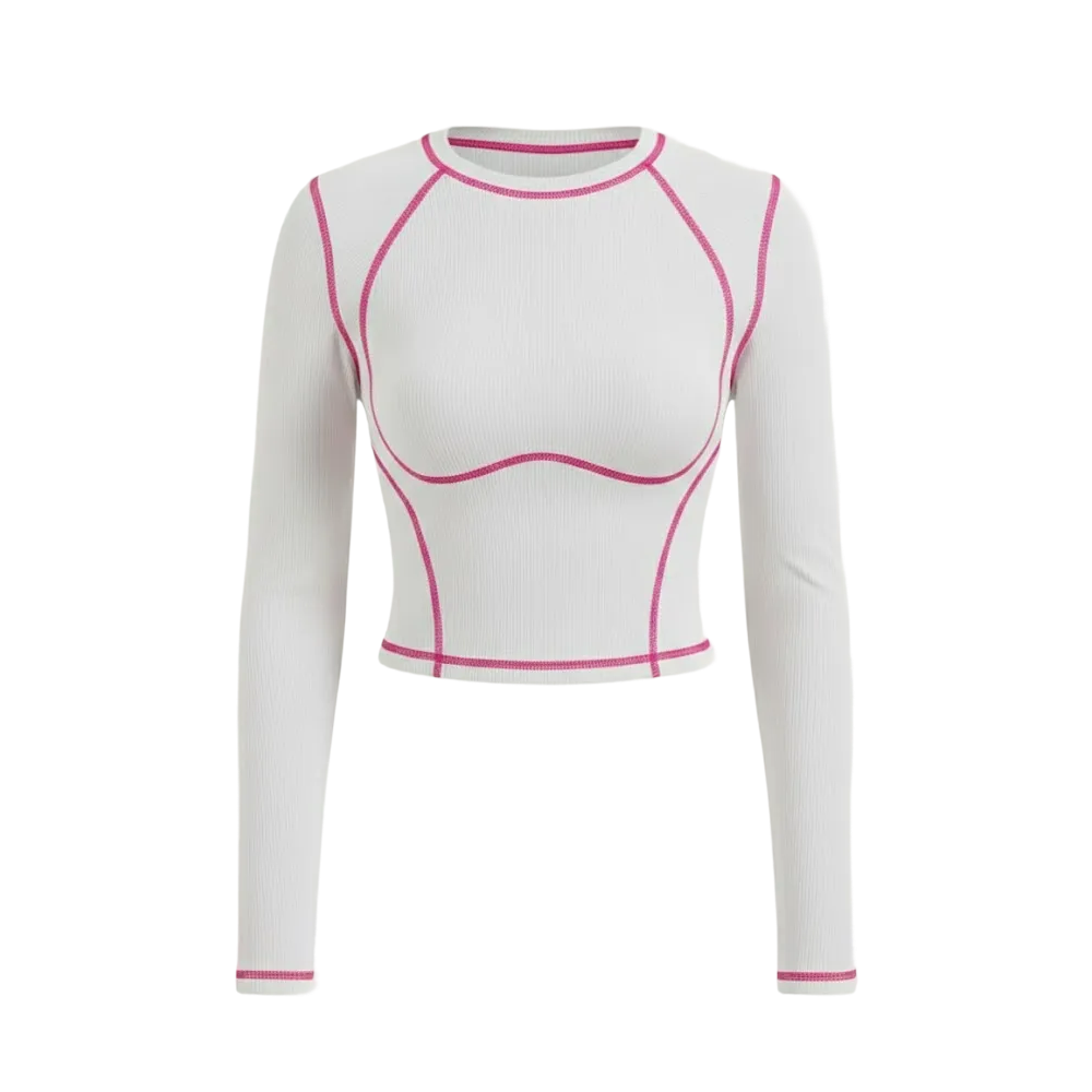 Be Autyst Contrast Thread White Top Long Sleeves