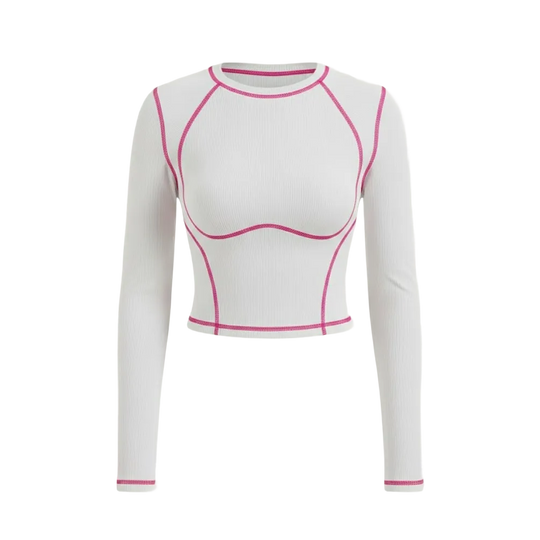 Be Autyst Contrast Thread White Top Long Sleeves