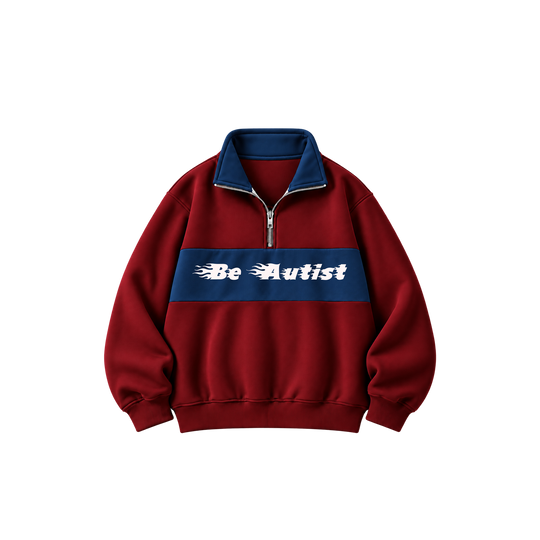 Be Autyst Fuel Burgundy Quater Zip Sweatshirt