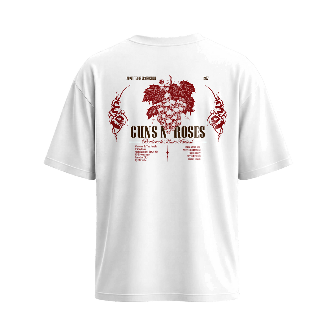Be Autyst Guns N' Roses White T-Shirt