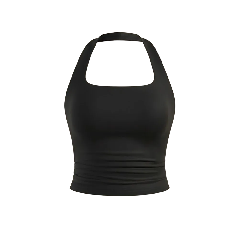 Be Autyst  Halter Neck Black Top Back