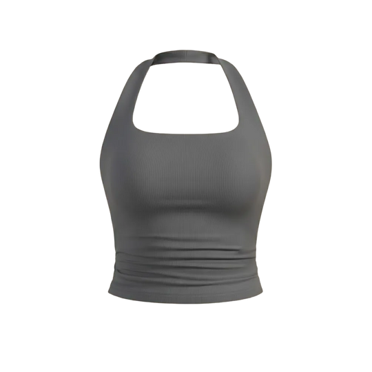 Be Autyst Halter Neck Dark Brown Top Back