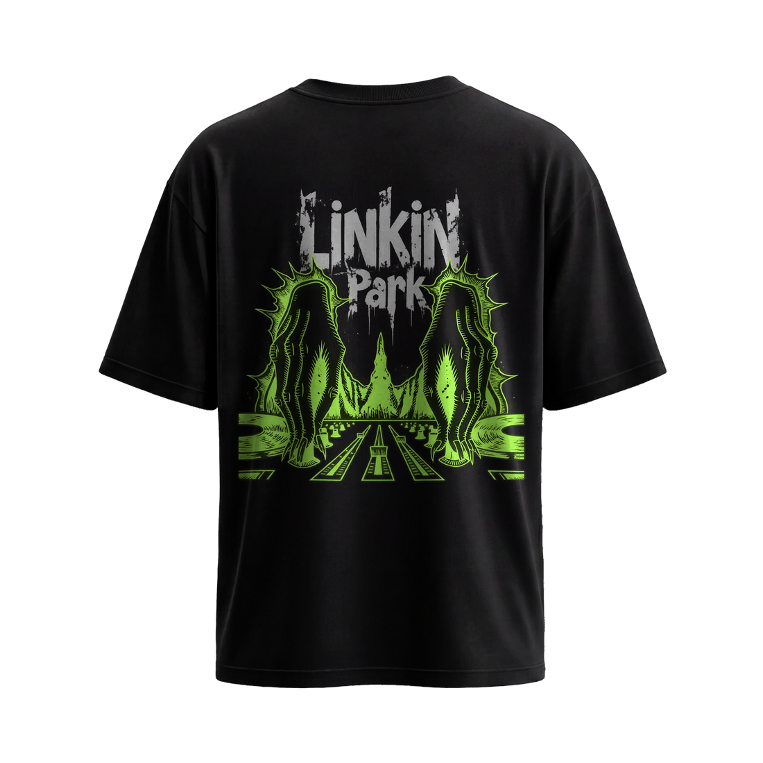 Be Autyst Linkin Park Green Graphic Black T-Shirt