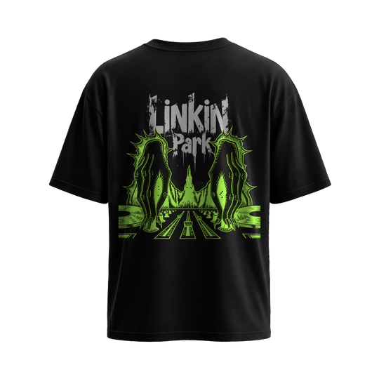 Be Autyst Linkin Park Green Graphic Black T-Shirt